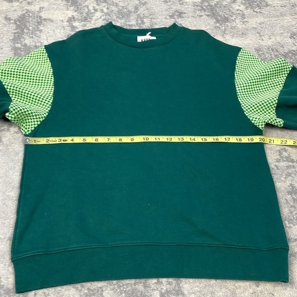 NWT Krost Chevron Combo Crewneck in Botanical Garden Green Sz S - Picture 8 of 13